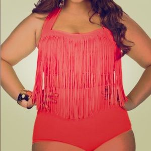 Sea by MonifC Red Fringe Swimsuit